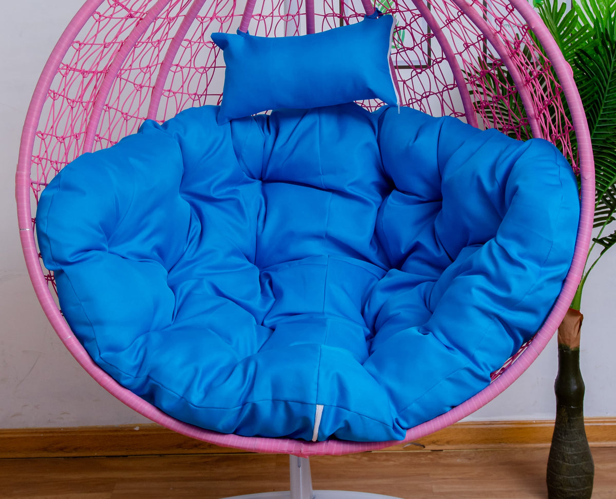 Hanging Egg Chair Gray Basket & Blue Cushion Egg Chairs Australia