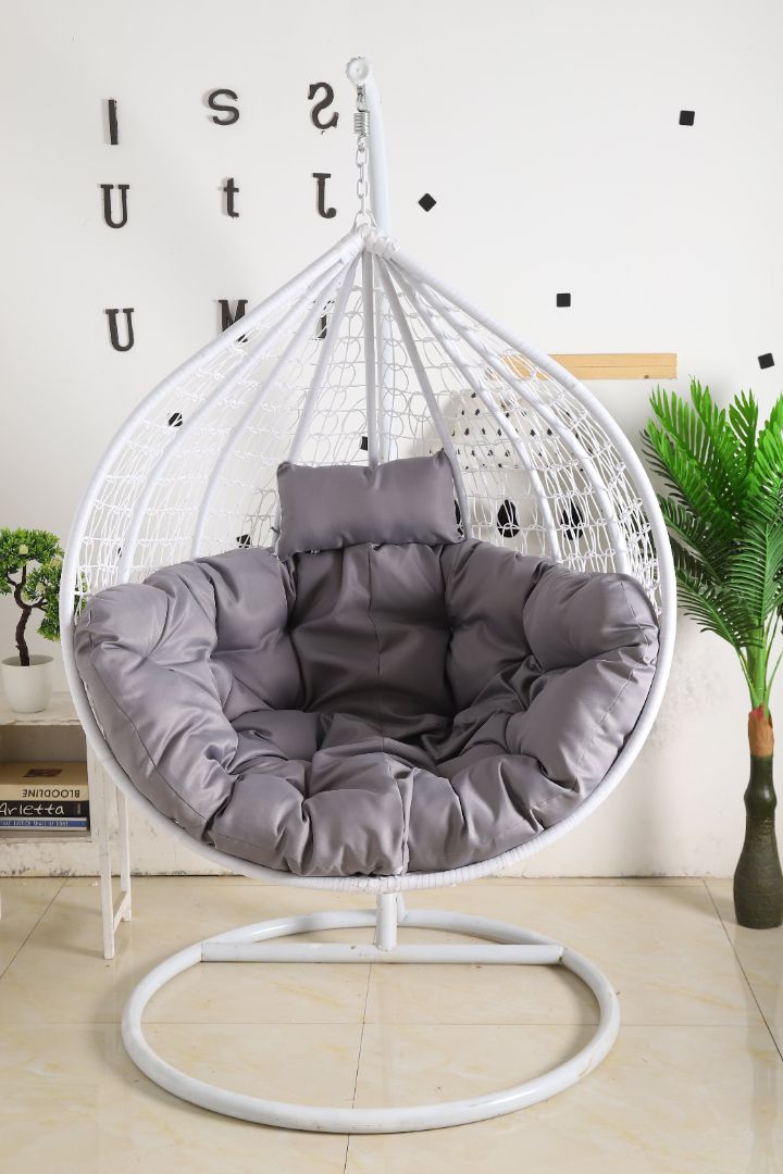 Hanging Egg Chair White Basket & Gray Cushion Egg Chairs Australia