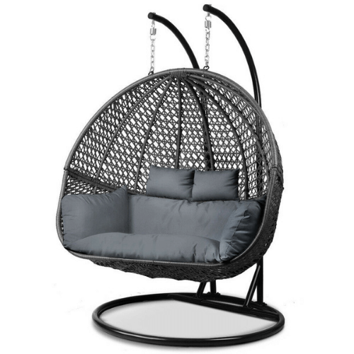 Hanging Egg Chair Double Seat - Grey Basket & Grey Cushion – Egg Chairs ...