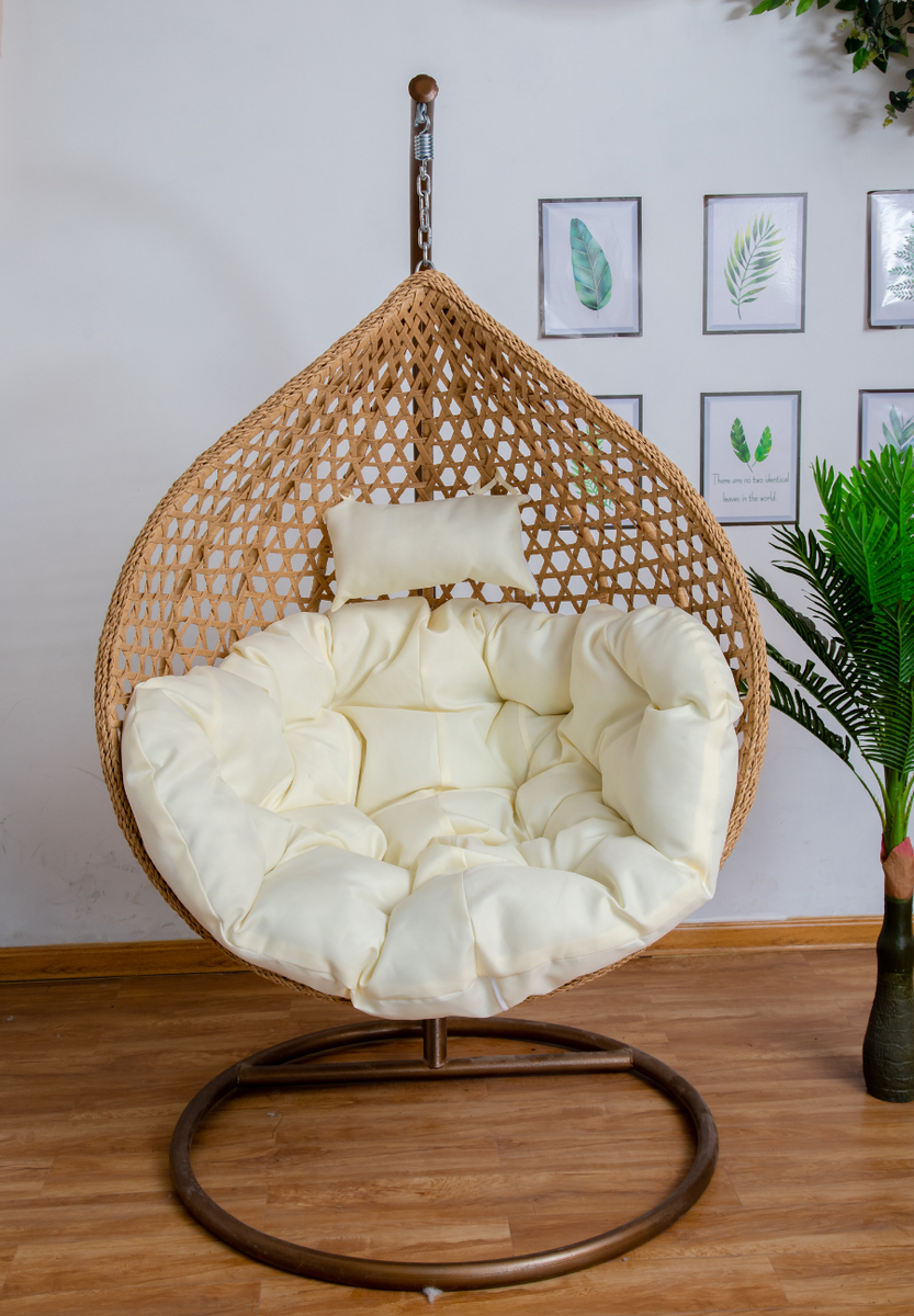 Hanging Egg Chair Luxury Model Beige Basket Beige Cushion Egg   Singleluxurybeigebasket1 1200x1200 